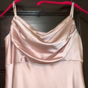 Revelry Skye satin champagne bridesmaid dress